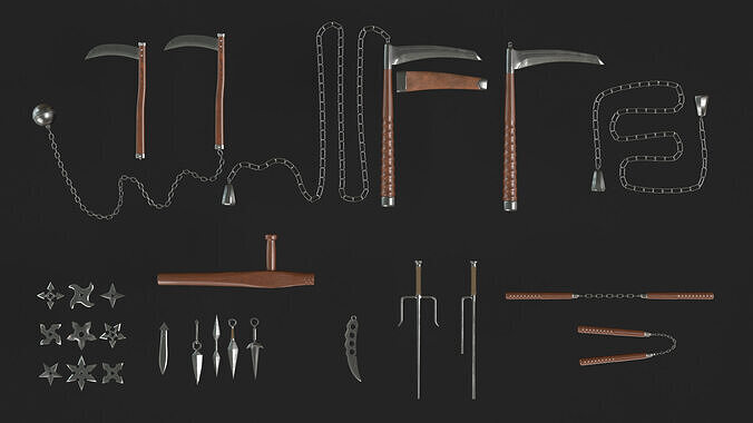 Collection of Ninja Weapons 3D model