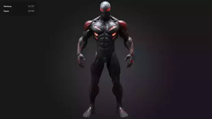 Dark Symbiote Warrior Muscular Alien Superhero Character