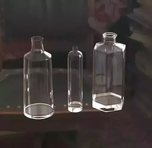 Realistic Transparent Bottle  3D model