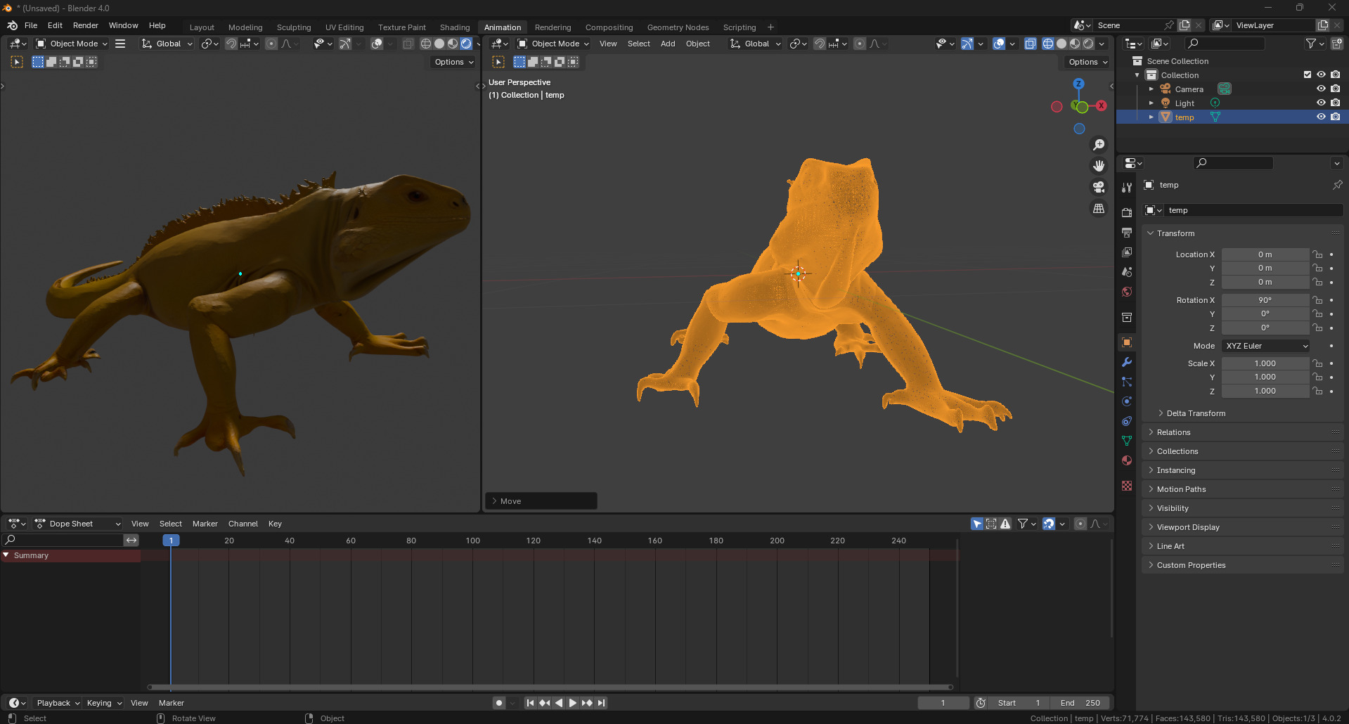 Golden Iguana 3D model_1