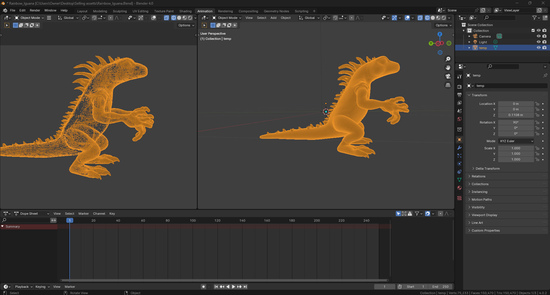 Rainbow Iguana 3D model_1