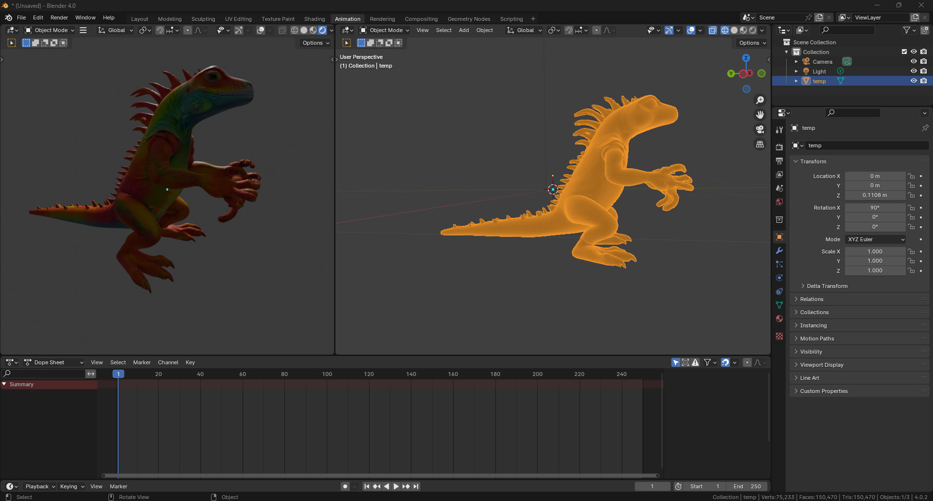 Rainbow Iguana 3D model_2