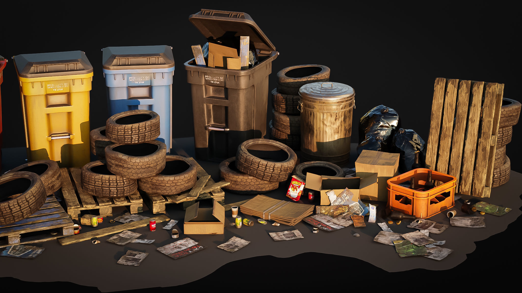 Trash Pack - Urban Game-Ready Assets 3D Model Collection_4