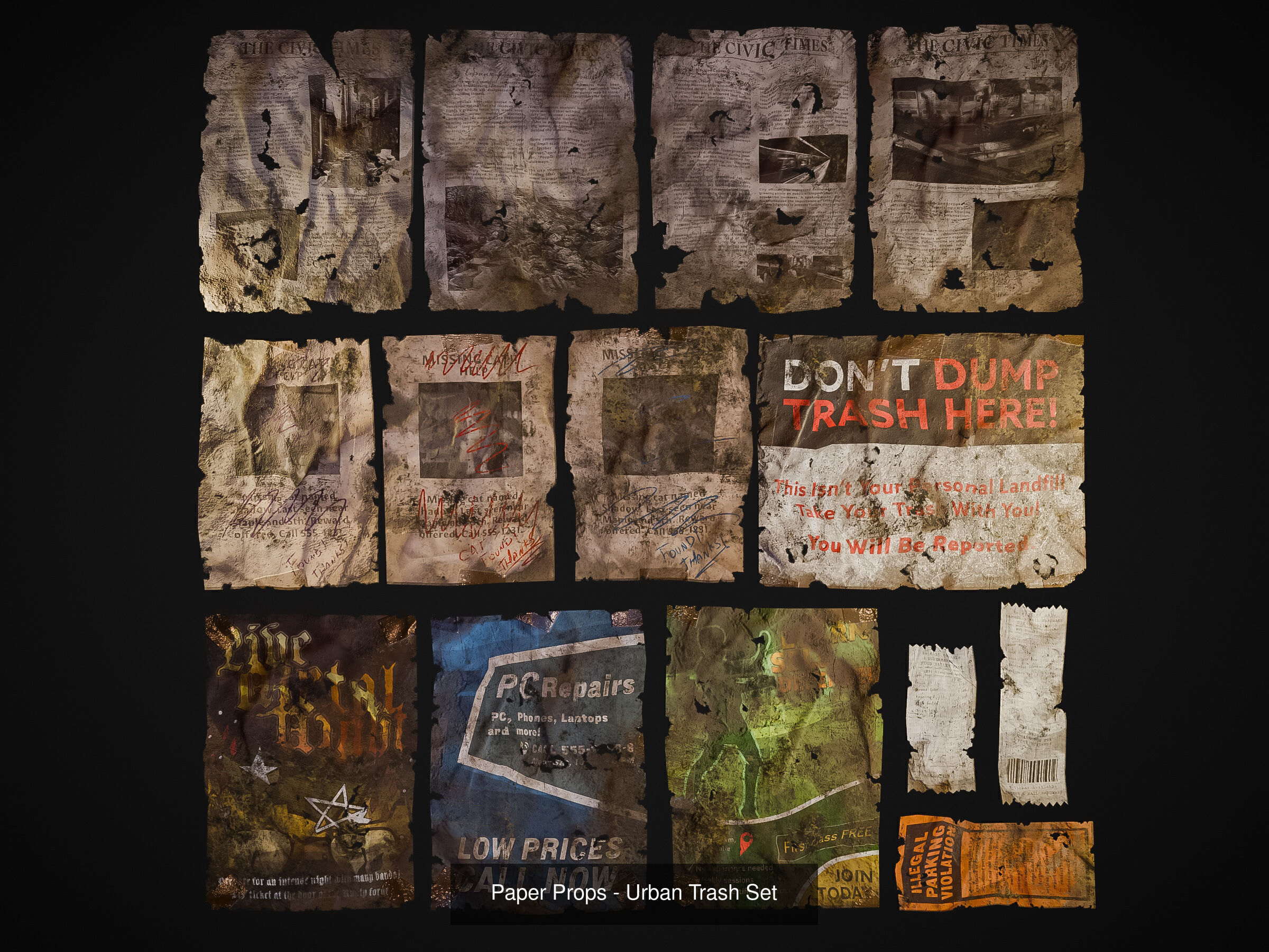 Trash Pack - Urban Game-Ready Assets 3D Model Collection_15