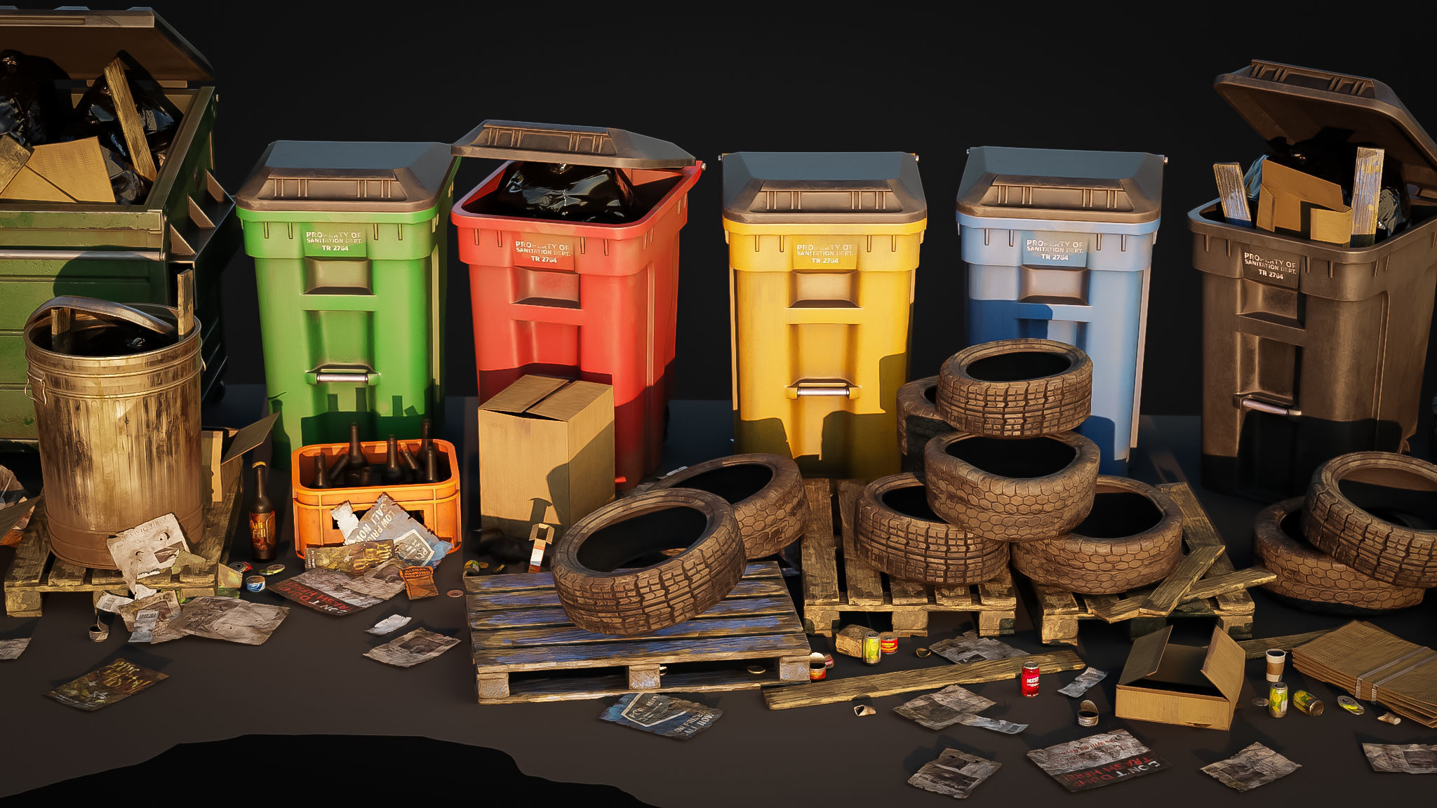 Trash Pack - Urban Game-Ready Assets 3D Model Collection_3