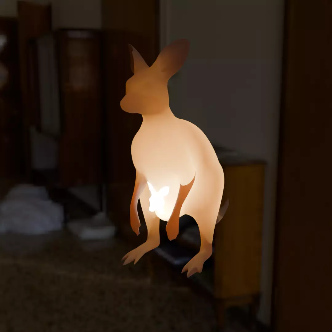 Indirect lighting of kangaroo parent and child 3D model
