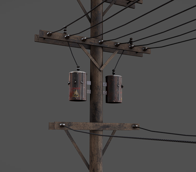 Light Pole Low-poly 3D model_8