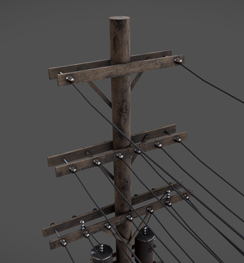 Light Pole Low-poly 3D model_3