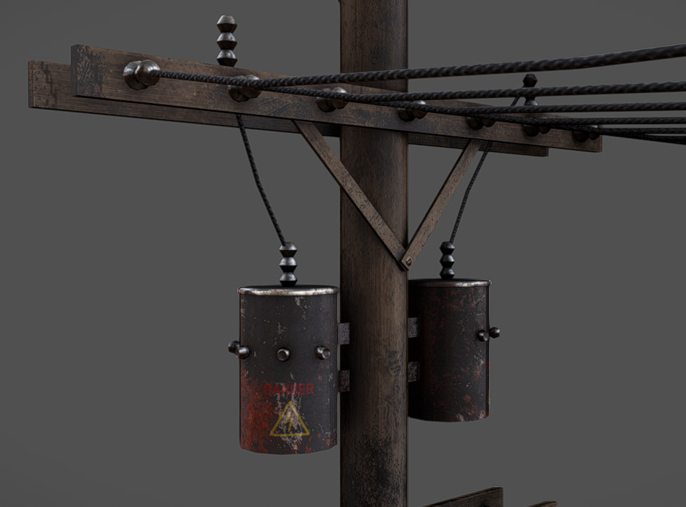 Light Pole Low-poly 3D model_9