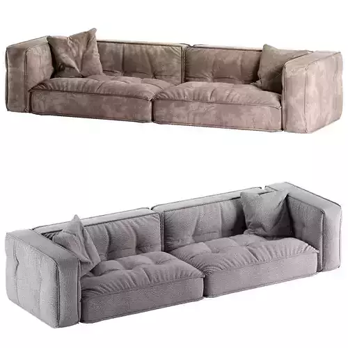 Wabi-sabi Grey Vintage Fabric Sofa Upholstered Sofa