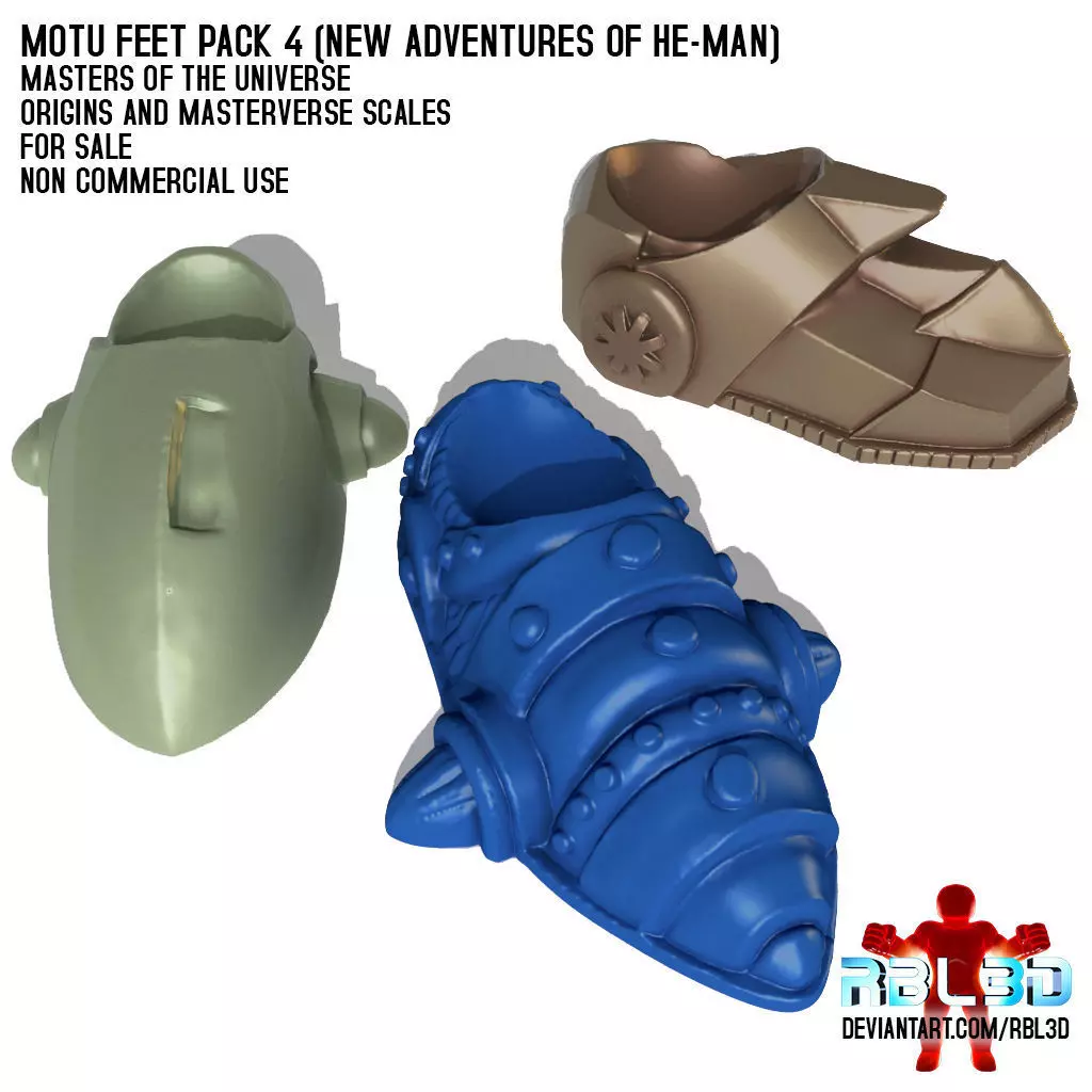 Motu Feet pack 4 New Adventures of He-man 3D print model