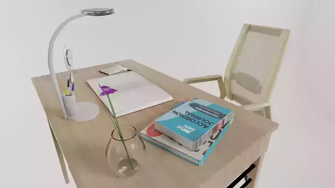 Modern Office Desk And Chair Set Low-poly 3D model