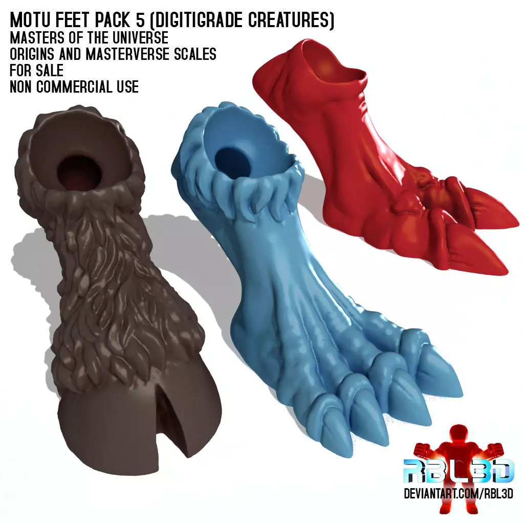 Motu Feet pack 5 Digitigrade creatures 3D print model_0