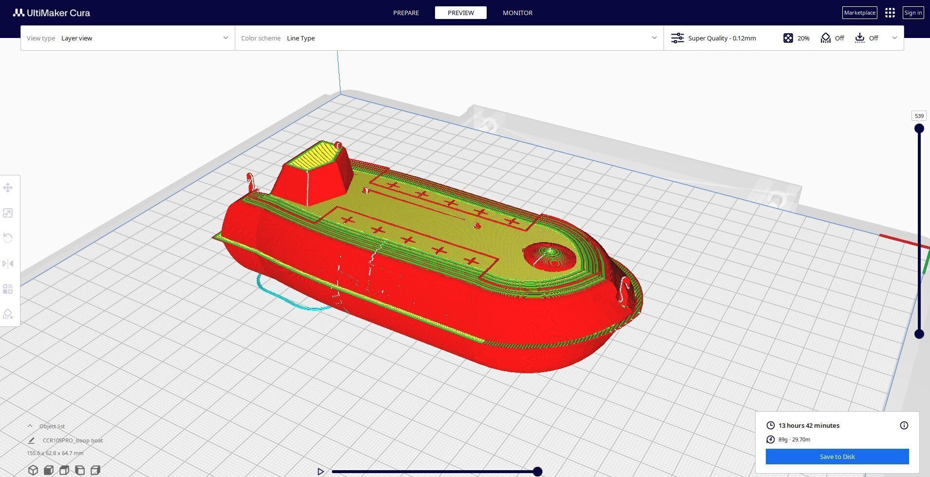 sloop boat Lifeboat 3D print model_1