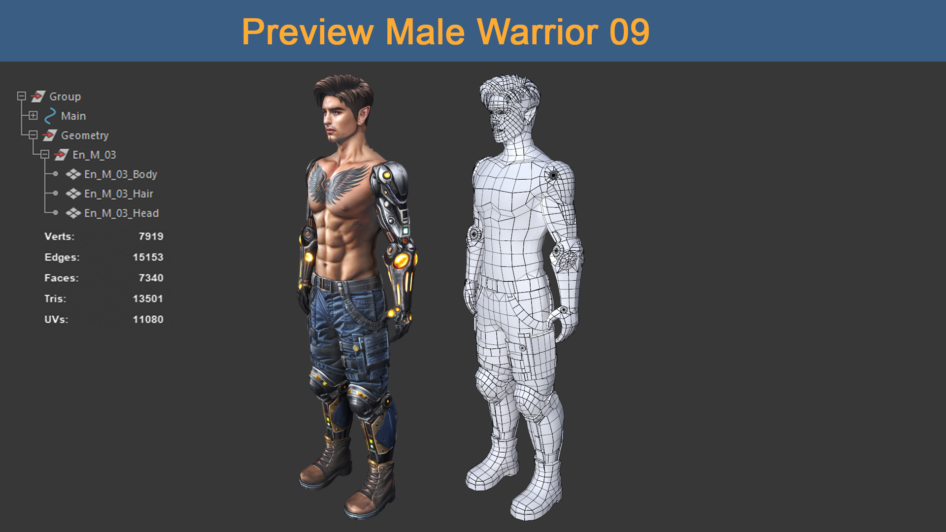 Character Female Warriors 09 - Ready for game Low-poly 3D model_8