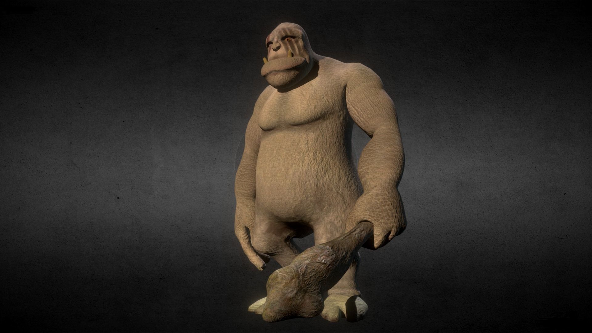 Ogre-Troll gorilla Low-poly 3D model_0