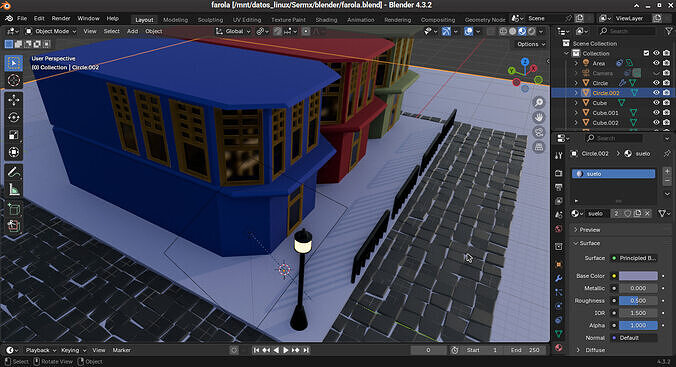 Calle de Ladrillos en Estilo   Brick-Paved Low-Poly Street Low-poly 3D model