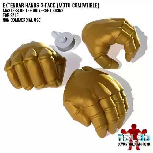 Extendar hands 3-pack motu compatible 3D print model