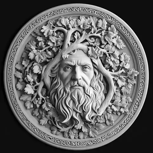  Classical Bearded Man Medallion Relief Sculpture 3D print model