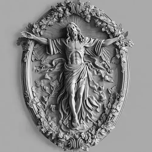 Sacred Heart Jesus Christ Relief Sculpture 3D print model