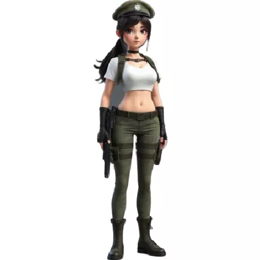 Female Army Modern Suit Low-poly 3D model_0