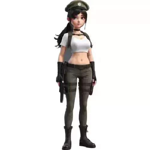Female Army Modern Suit Low-poly 3D model