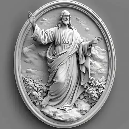  Jesus Christ Resurrection Oval Relief Sculpture