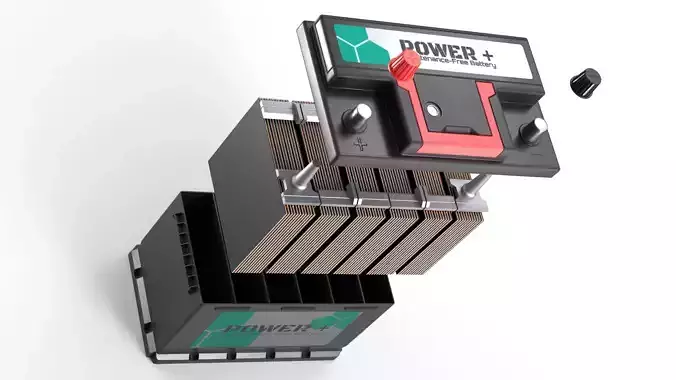 Lead Acid Car Battery Low-poly 3D model