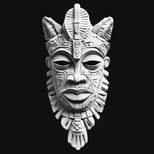African Tribal Mask Relief Sculpture
