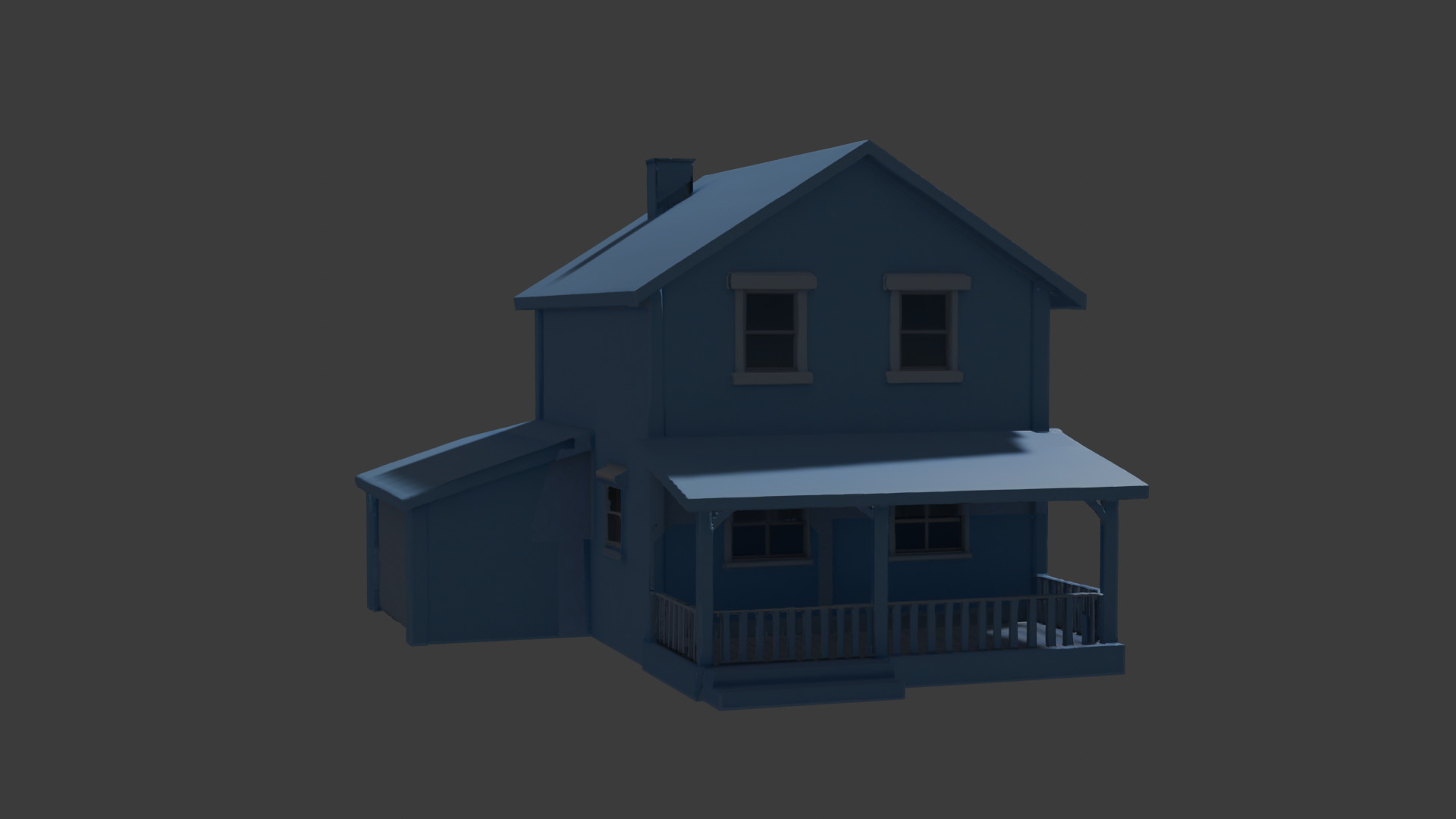 Blue house prop 3D model_1