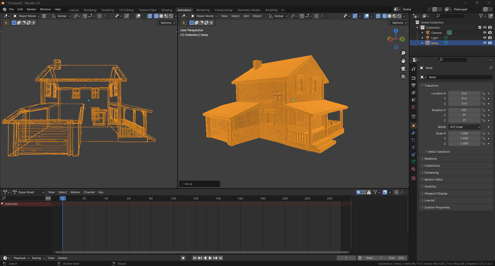 Blue house prop 3D model_3