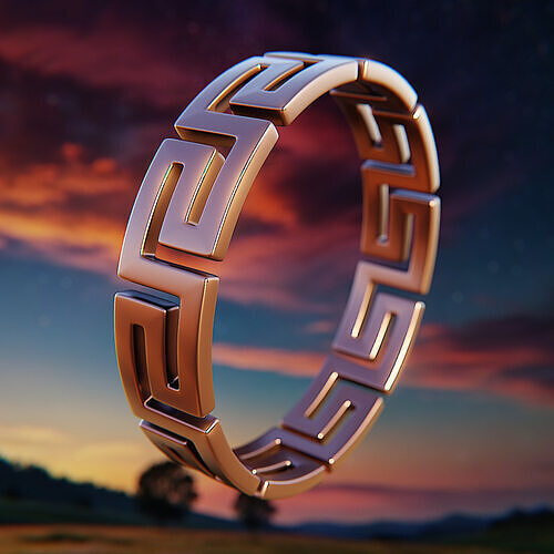 Greek Maze Ring - Enhanced Geometric Jewelry Model 80 3D print model