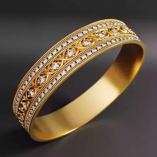 Elegant Golden Ring with Diamond Detailing Blender Project File