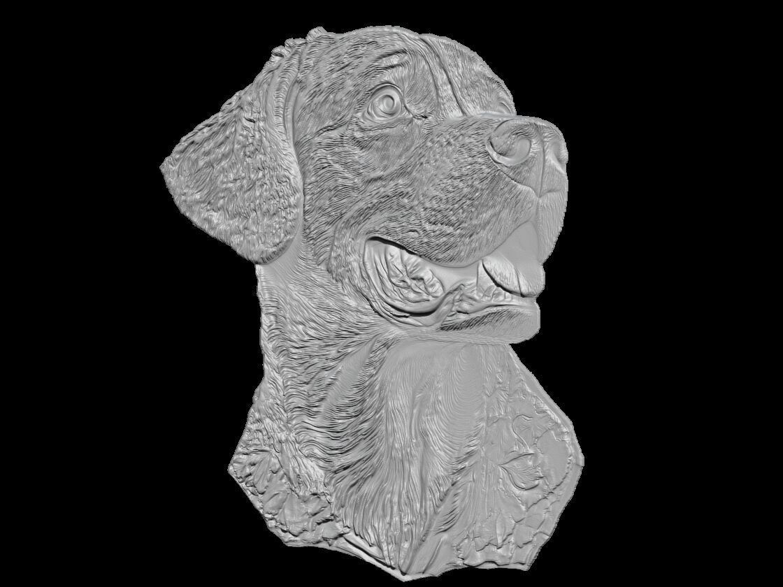 Realistic Dog Portrait Sculpture 3D print model_3