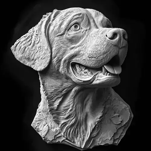 Realistic Dog Portrait Sculpture 