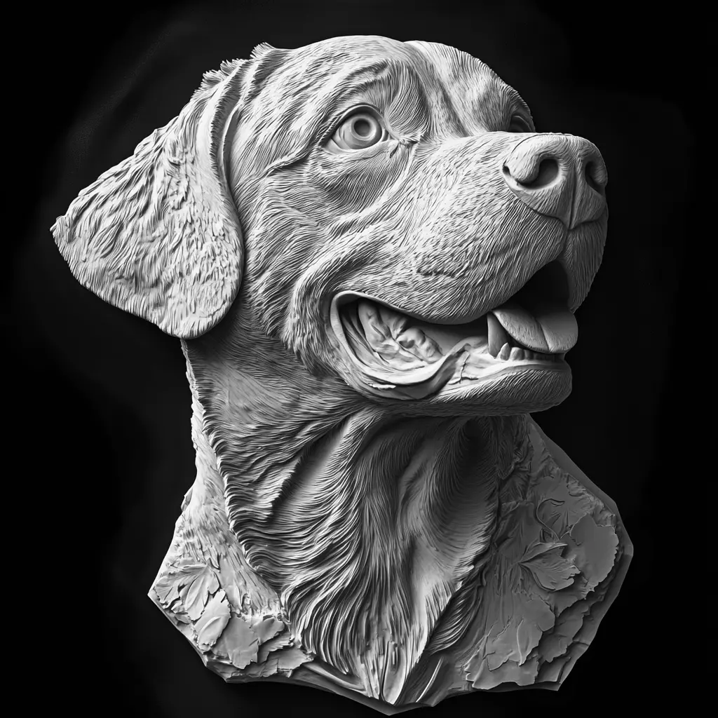 Realistic Dog Portrait Sculpture 3D print model_0