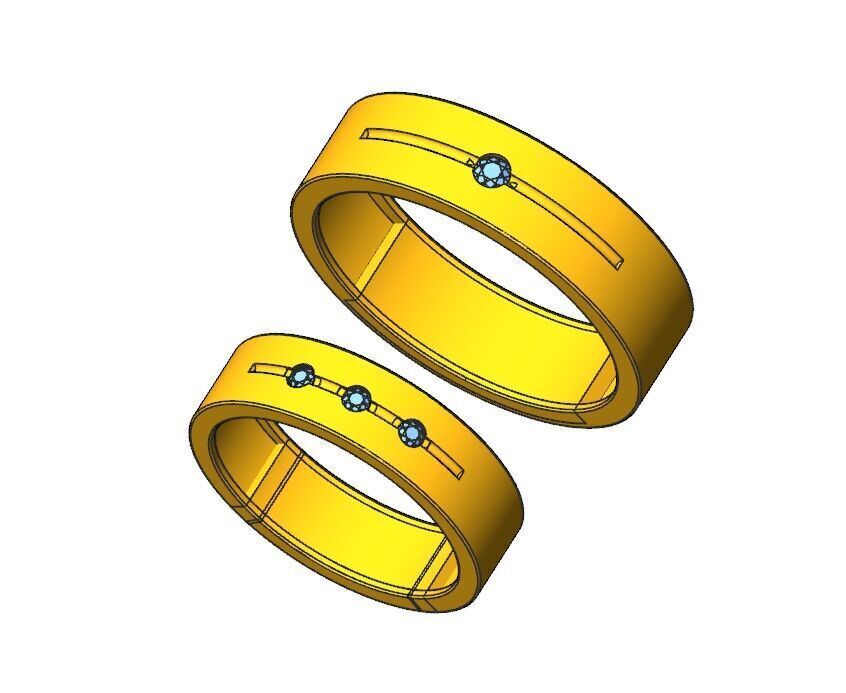 Band couple Ring 3D print model_11