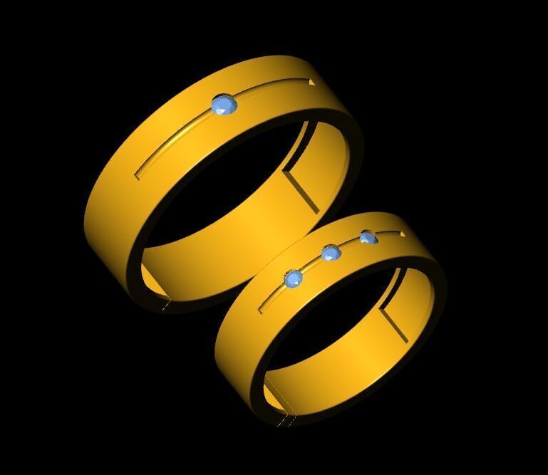 Band couple Ring 3D print model_10