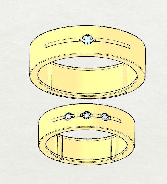Band couple Ring 3D print model_8