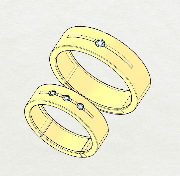 Band couple Ring 3D print model_7