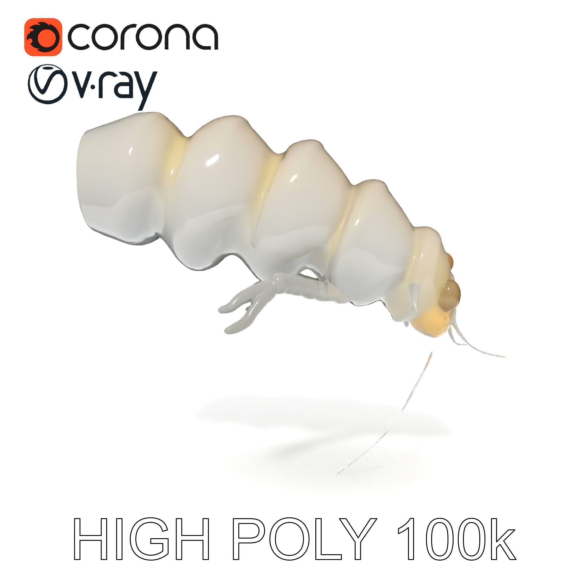 Transparent Larva Model Pack Low-poly 3D model_13