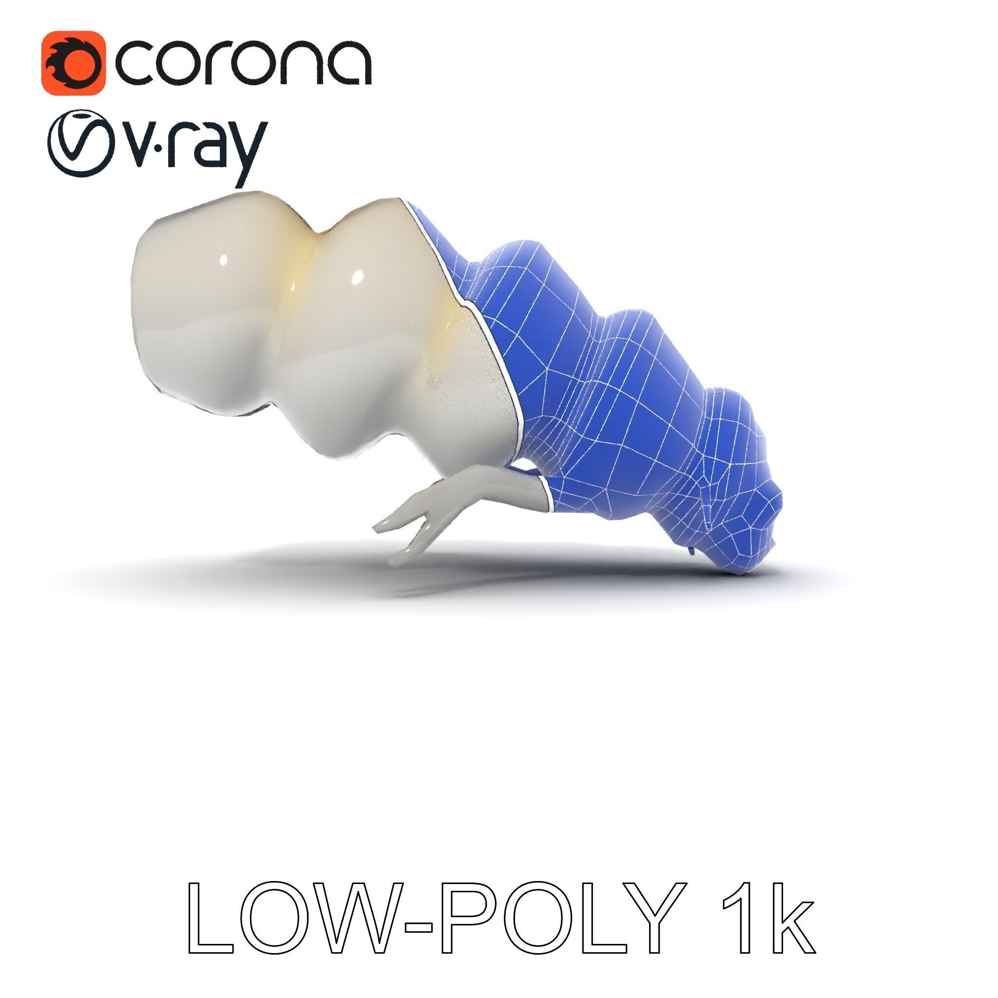 Transparent Larva Model Pack Low-poly 3D model_12