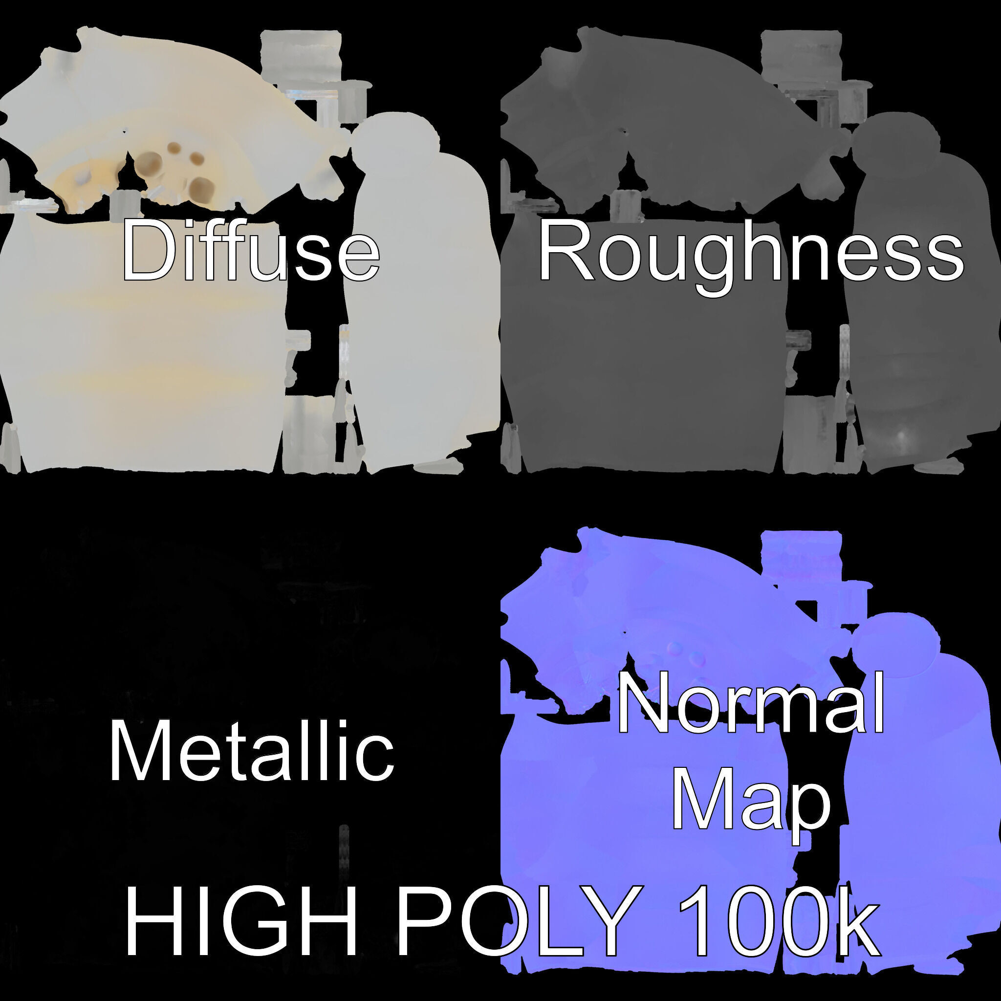 Transparent Larva Model Pack Low-poly 3D model_3