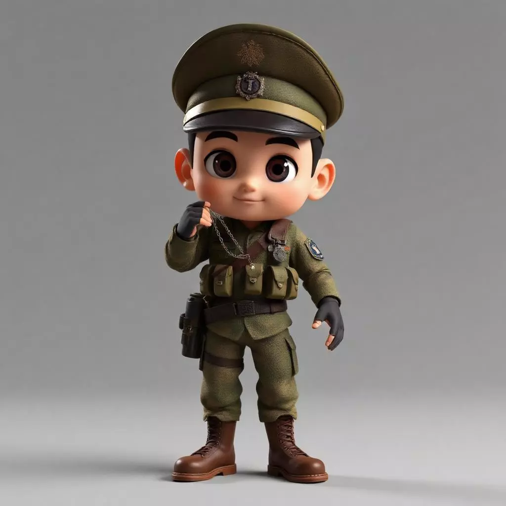 Male Cartoon Army 3D Model Low-poly 3D model_0