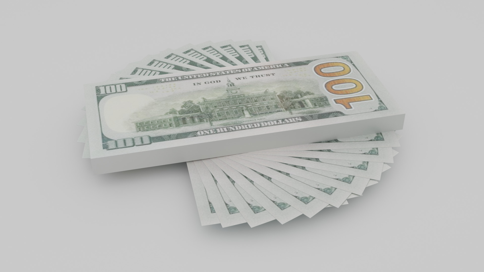 100 Dollar Bills Stack Low-poly 3D model 3D model_4