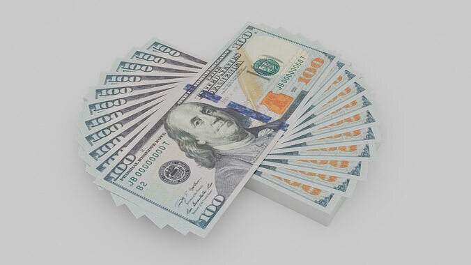 100 Dollar Bills Stack Low-poly 3D model 3D model