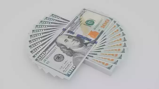 100 Dollar Bills Stack Low-poly 3D model 3D model