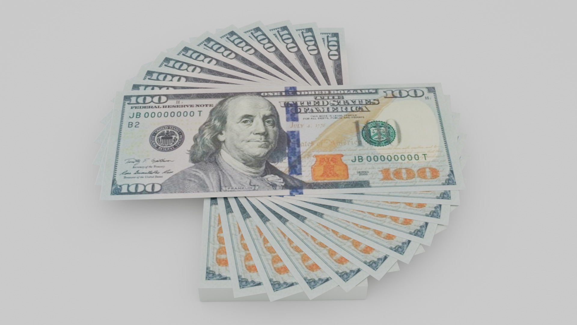 100 Dollar Bills Stack Low-poly 3D model 3D model_1