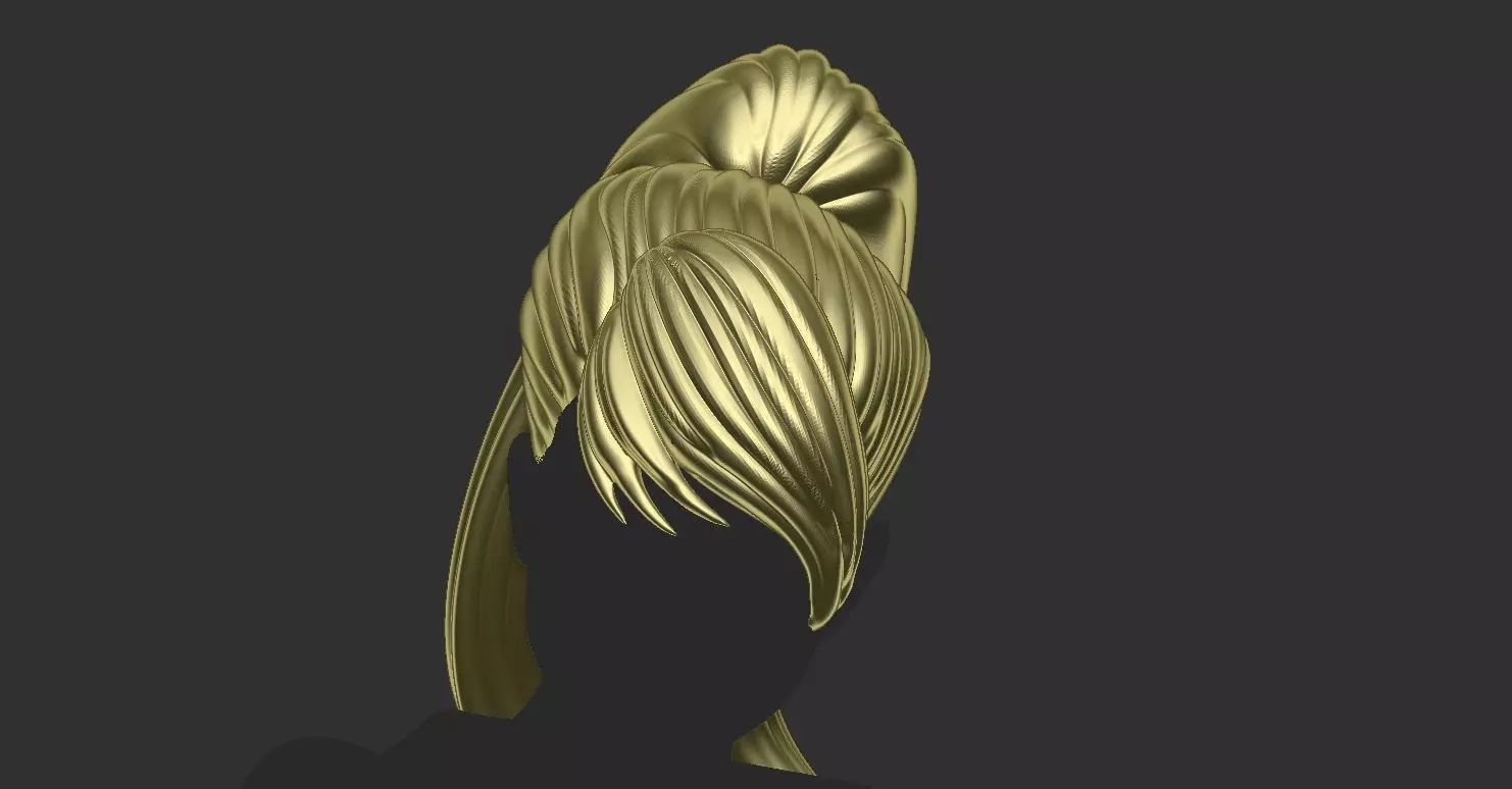 Stylized Hair v3 3D print model_0