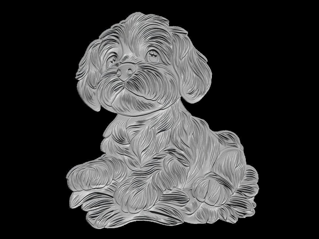 Cute Puppy Sculpture 3D print model_3